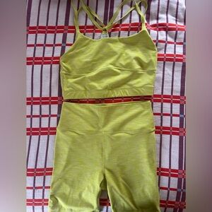 Outdoor Voices Set Green Bra and Yoga Short